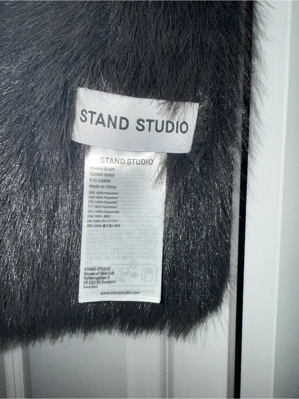 STAND STUDIO Raena Faux Fur Scarf Dark Brown Striped 98” Long EUC